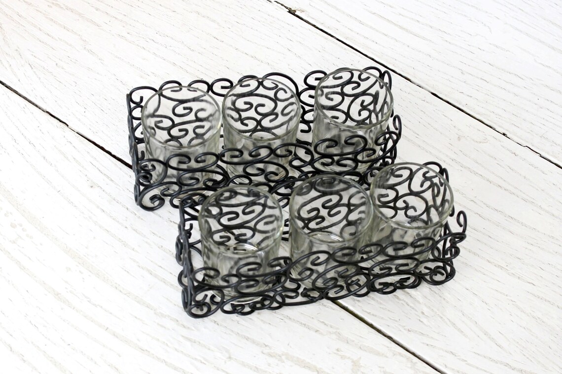 Black Metal Hurricane Candle Holder Vintage Triple Glass Vases Etsy