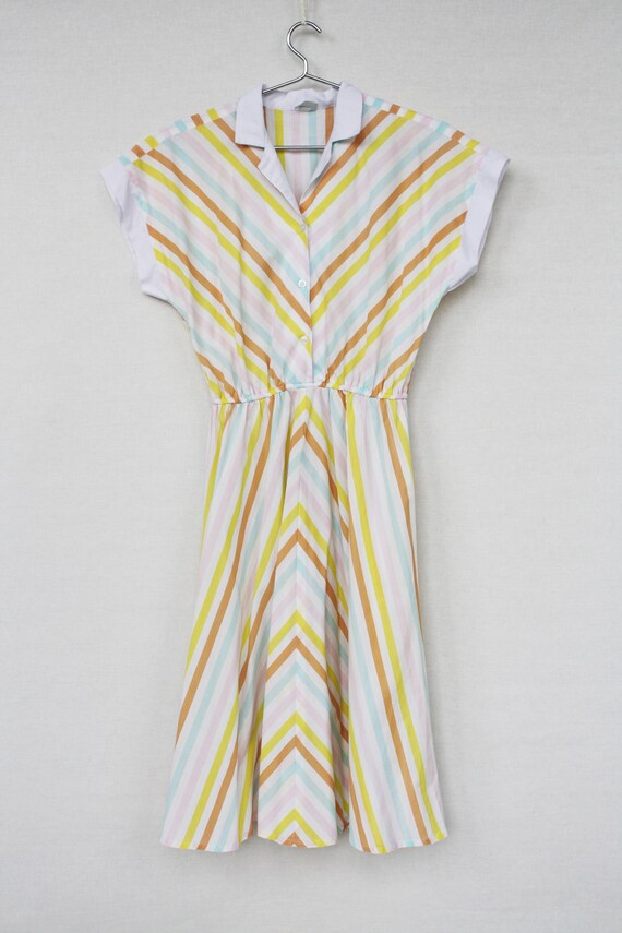 Colorful pastel a line midi dress Vintage cotton … - image 8