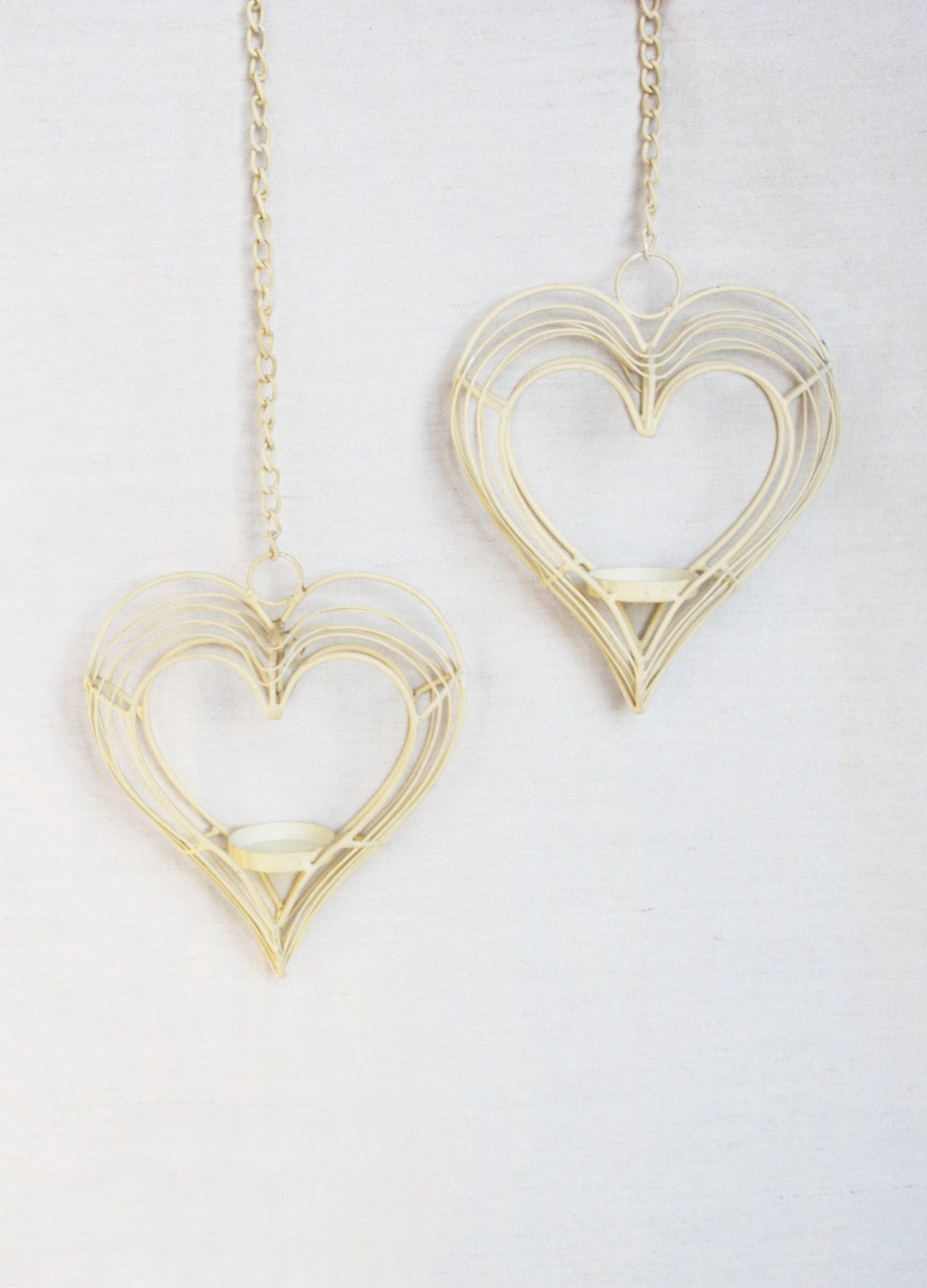 Hanging heart candle holder Vintage metal wall tea light Etsy