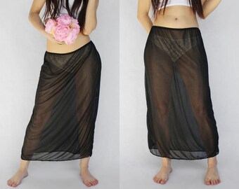 Jupon transparent jupon jupe demi slip jupon vintage voir à travers la lingerie femme vieux français rétro nylon dentelle slip