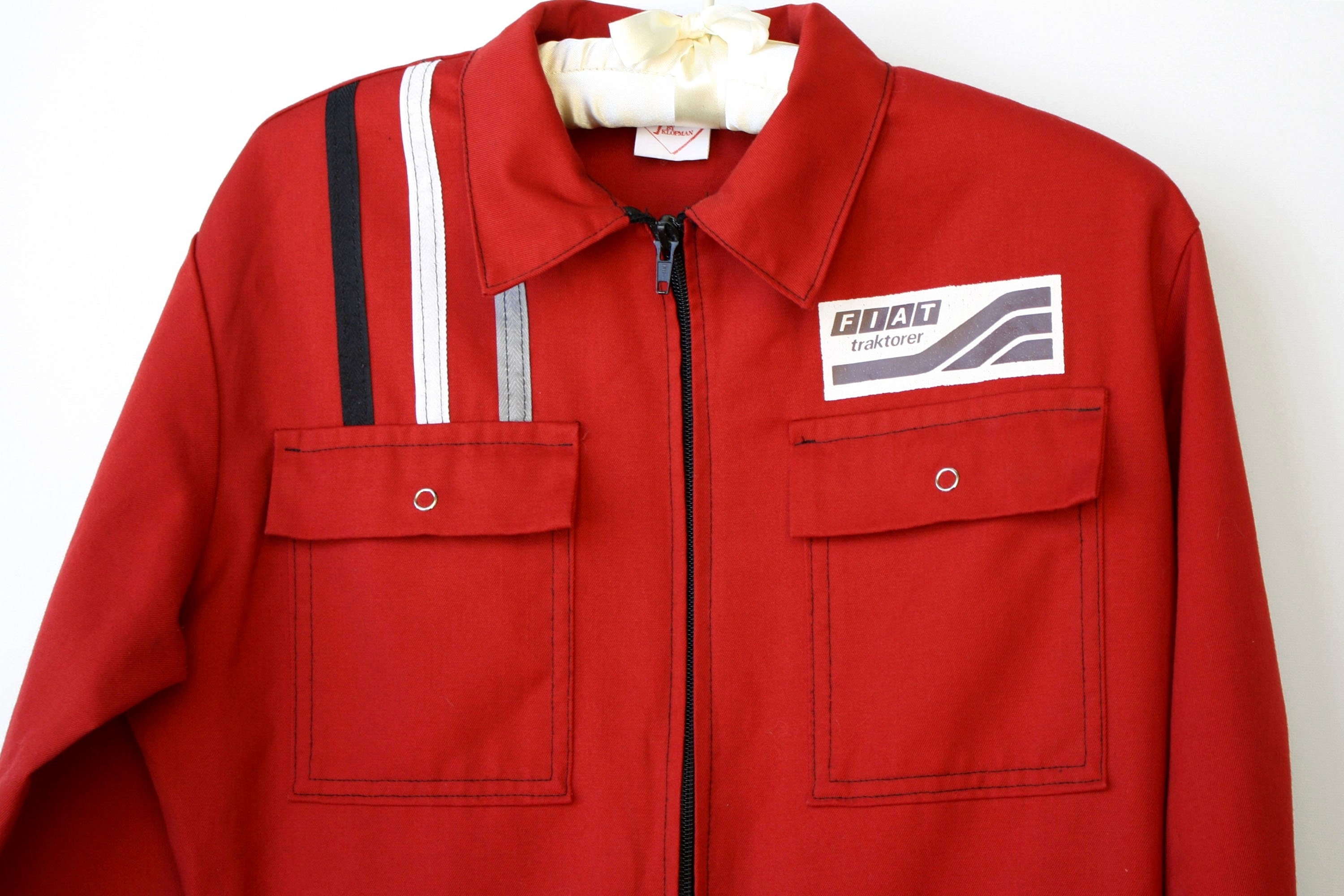 Vintage FIAT Red Cotton Coverall High-visibility Jumpsuit