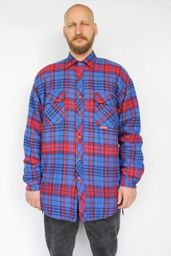 Chemise matelassee chaude a carreaux veste en flanelle tartan pour hommes veste en coton doublure a carreaux vintage veste d automne boutonnee Etsy France