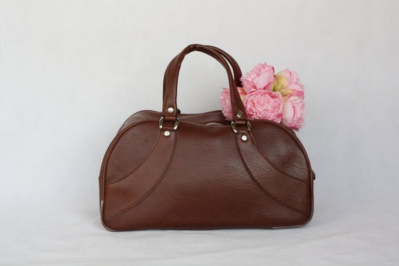 Weekender bag Vintage vegan leather travel brown r