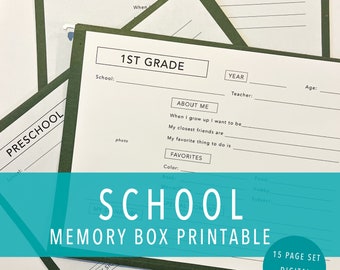 School Memory Box afdrukbaar, jeugdgeheugenbox, schoolaandenkenmap, schoolbestandsmap, geheugenbak afdrukbaar, aandenken afdrukbaar