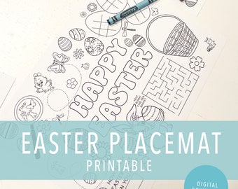 Easter Printable Kid Placemat, Toddler Placemat, Printable Placemat, Printable Activity Pages, Easter Printable Pages, Toddler Printable