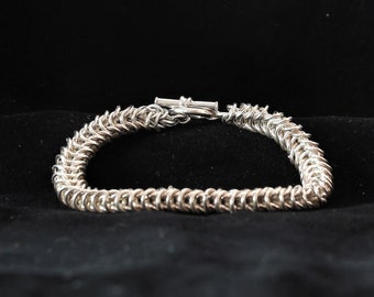 Silver beautiful handmade 925 silver snake chain link bracelet. Made to order, all sizes.