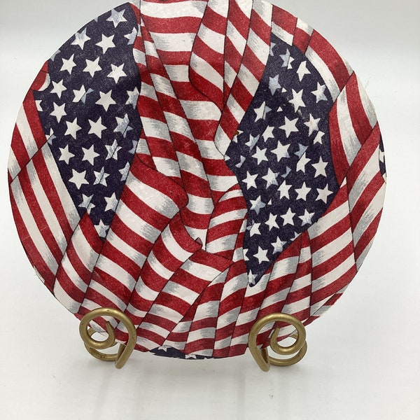Handmade American Flag Plate, Patriotic Wall Decor (M.2-17)