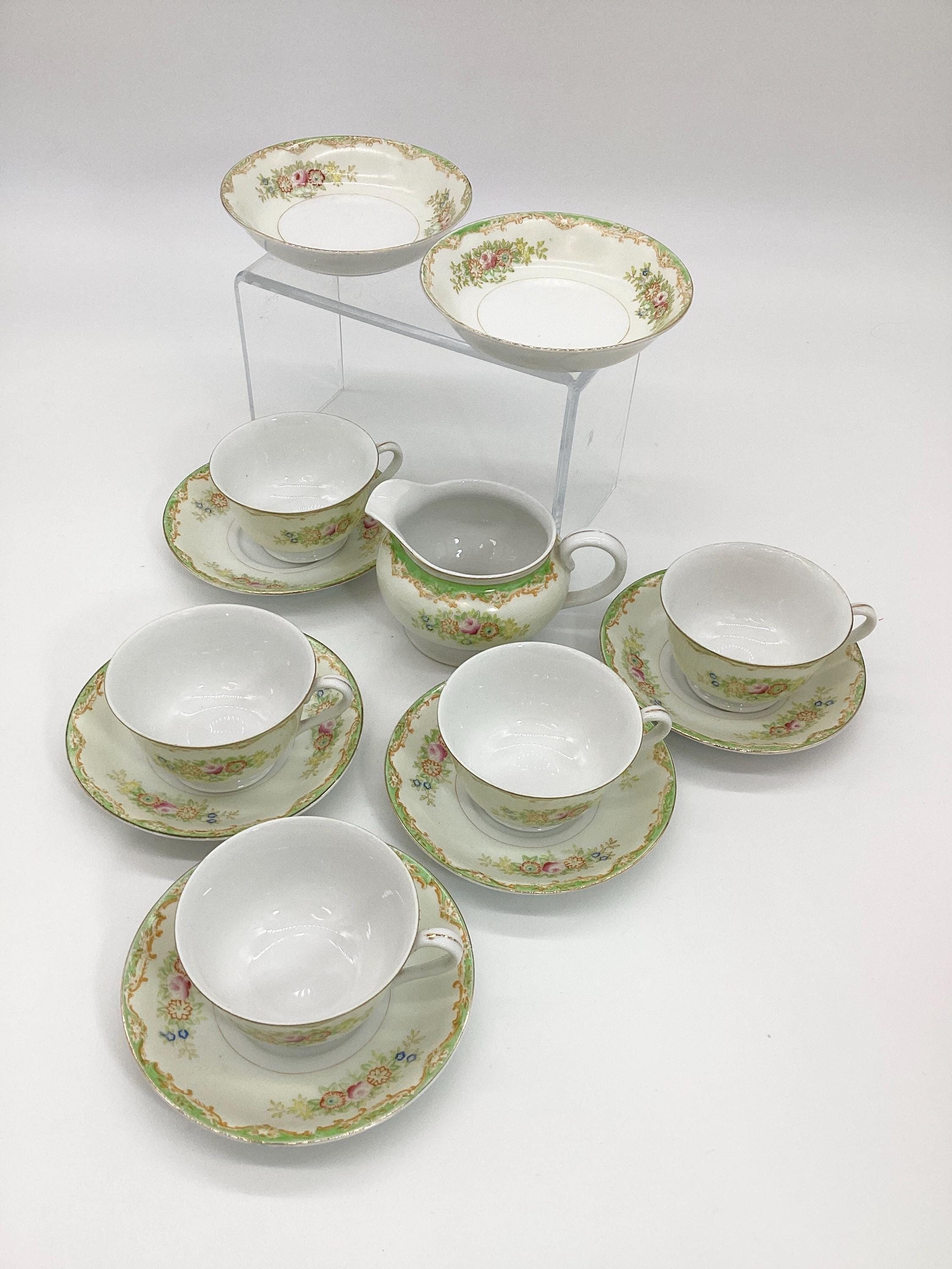 Vintage Berkshire Ware Japan Tea Set, Hand Painted Floral Pottery