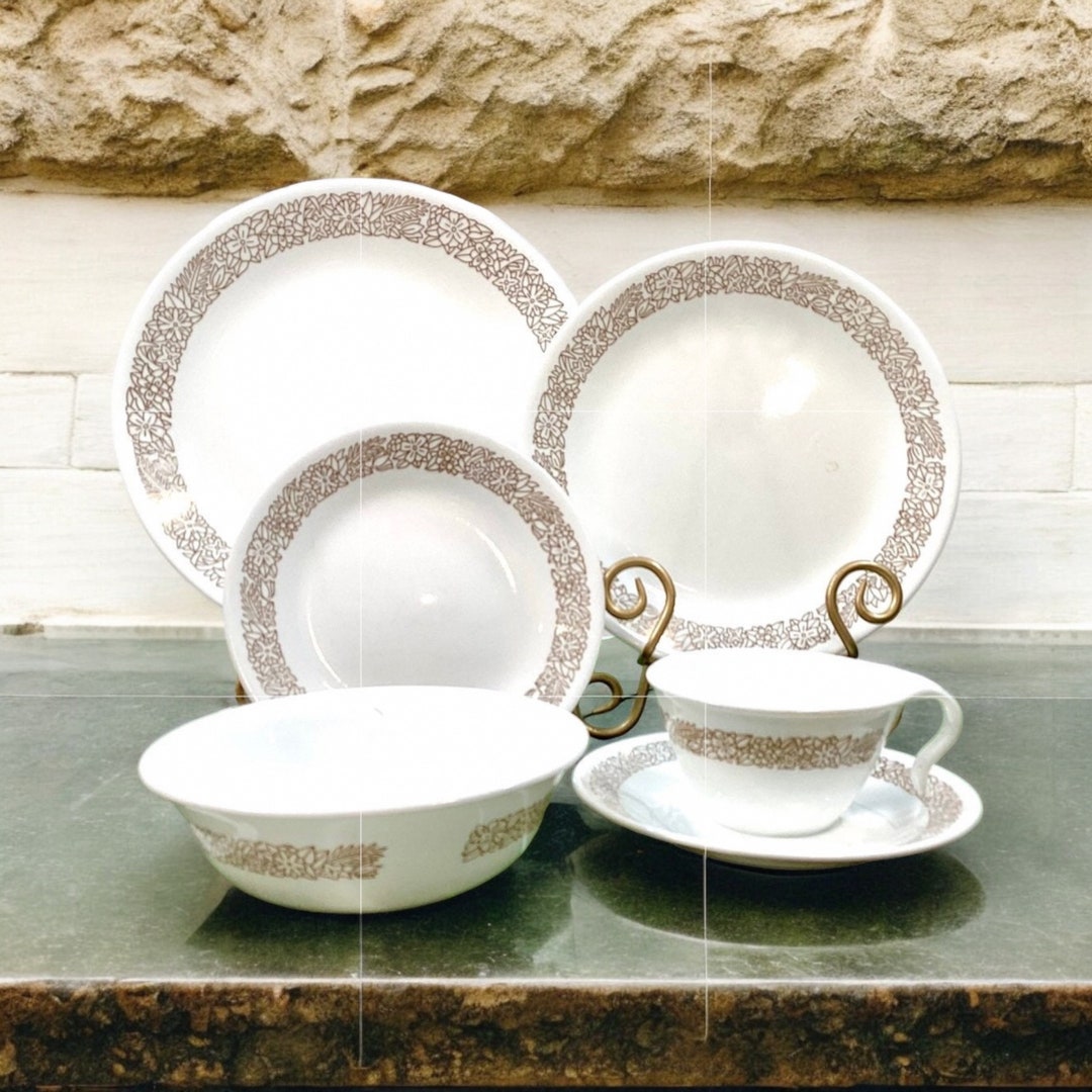 Rustic Charm of Woodland Brown Corelle Piece Dinnerware Set Thanksgiving  Tableware Harvest Dinnerware Cabin Ristic Tableware Gift (E6-6) New 