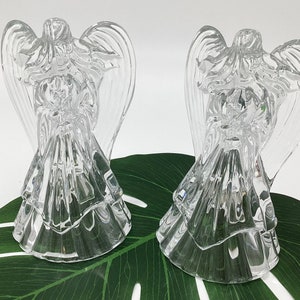 Set of 2 Vintage Angel Candle Holders Lead Crystal Holiday Elegance Candlestick Taper Holders Holiday Decor Christmas Gift Hostess (R9-3)