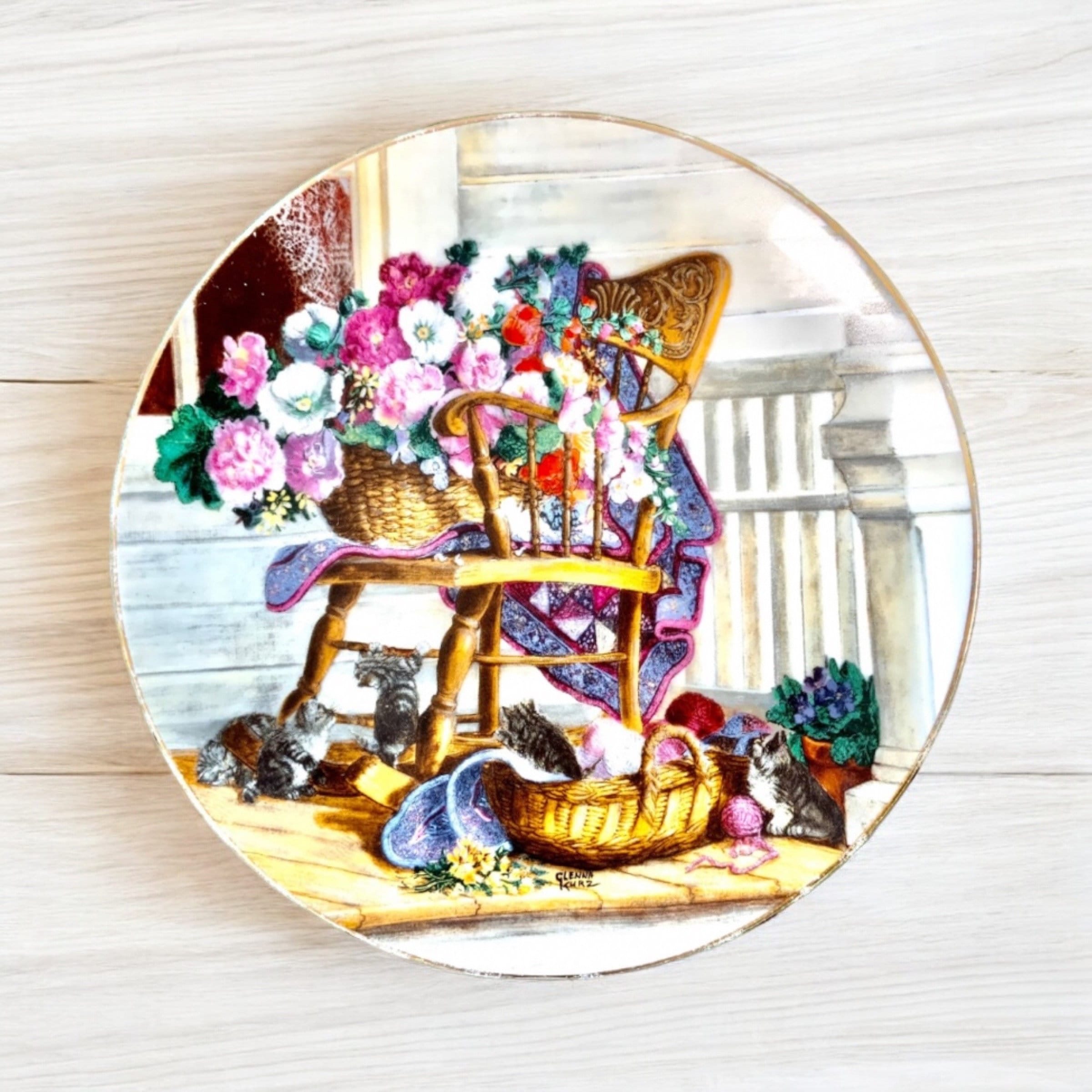 最終価格　貴重ヴィンテージ　米Susan paley 可愛い♪陶器クッキージャー Glenna Kurtz Decorative Plate, Nature's Bounty Grandma's Garden