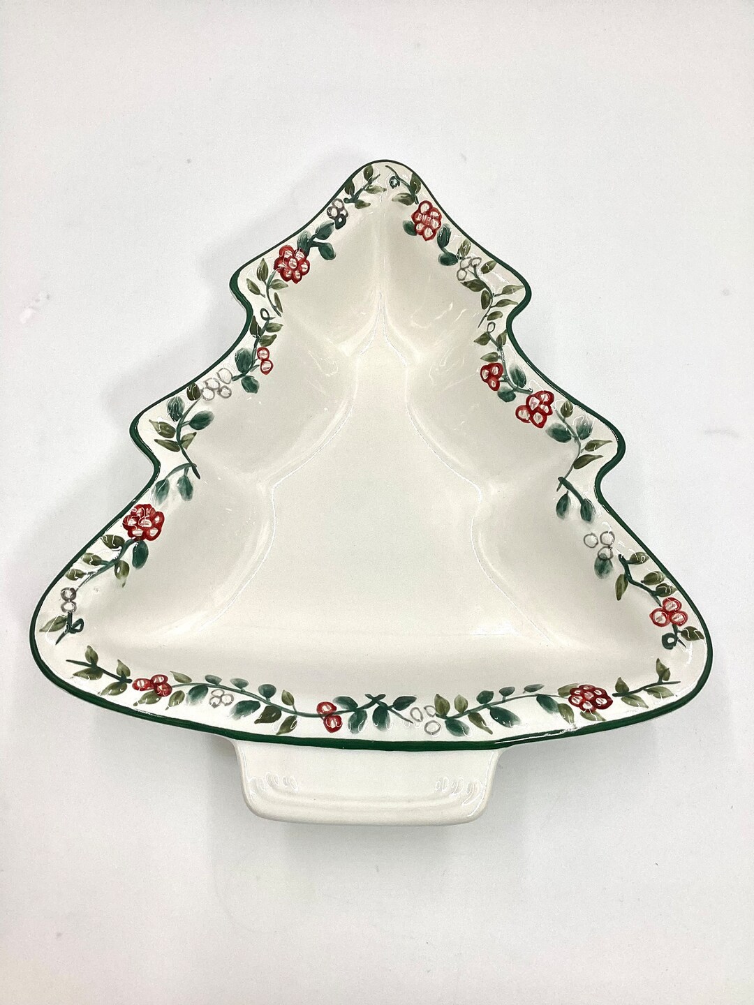 Tree Shaped Figural Christmas Serving Dish Pfaltzgraff Winterberry