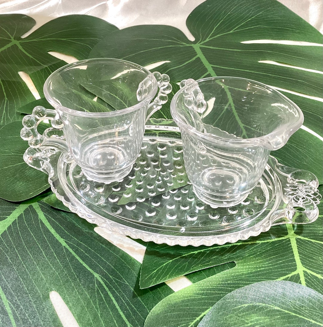 Candlewick Imperial Glass Serving Set Sugar Bowl Creamer and Serving