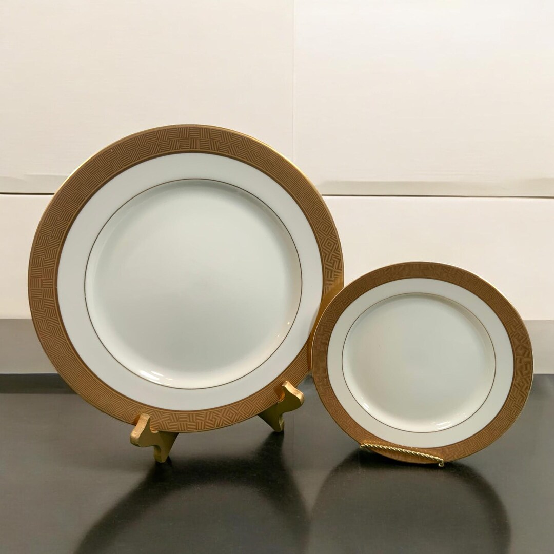 Sango Metropolitan Gold Dinner & Salad Plate Set, Elegant