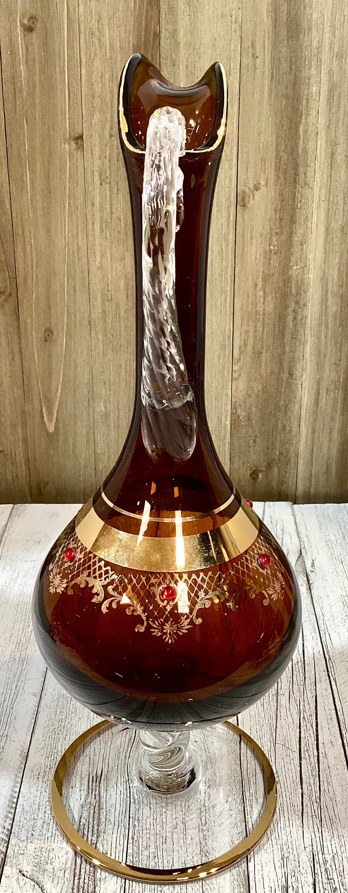 Vintage 22 Kt Gold Glass Decanter Set With Liquor Glasses (U.7-3