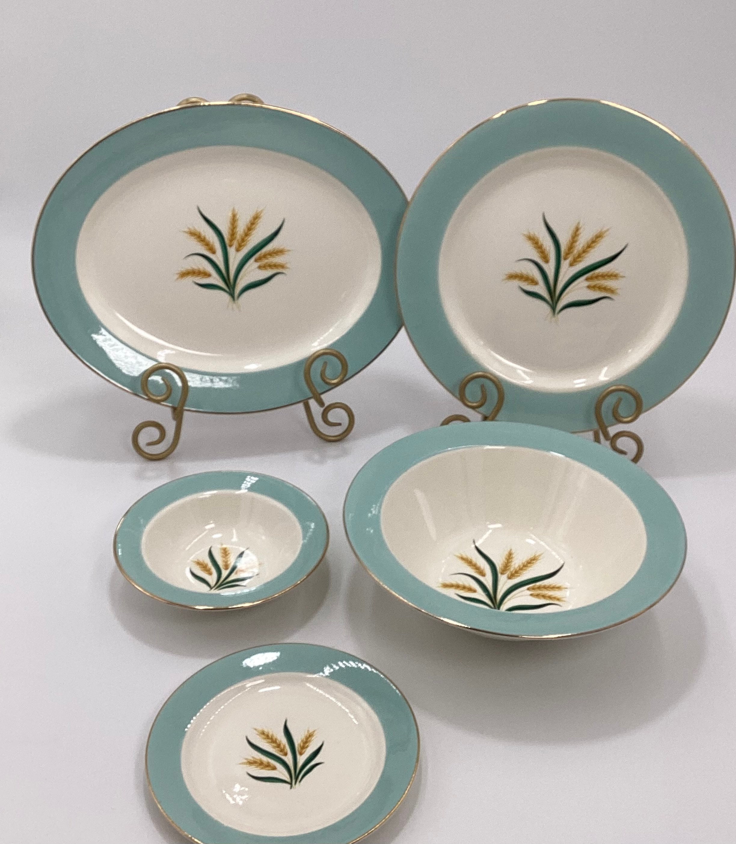 Viking Vintage Serving Dishes: Blue Wheat Design, Retro Tableware