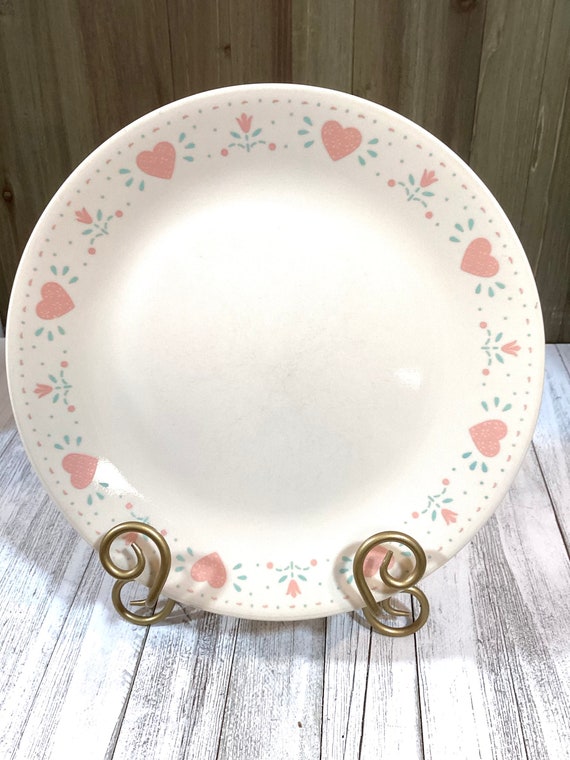 Vintage Corelle Dinner Plate: Forever Yours Pink Hearts, Floral