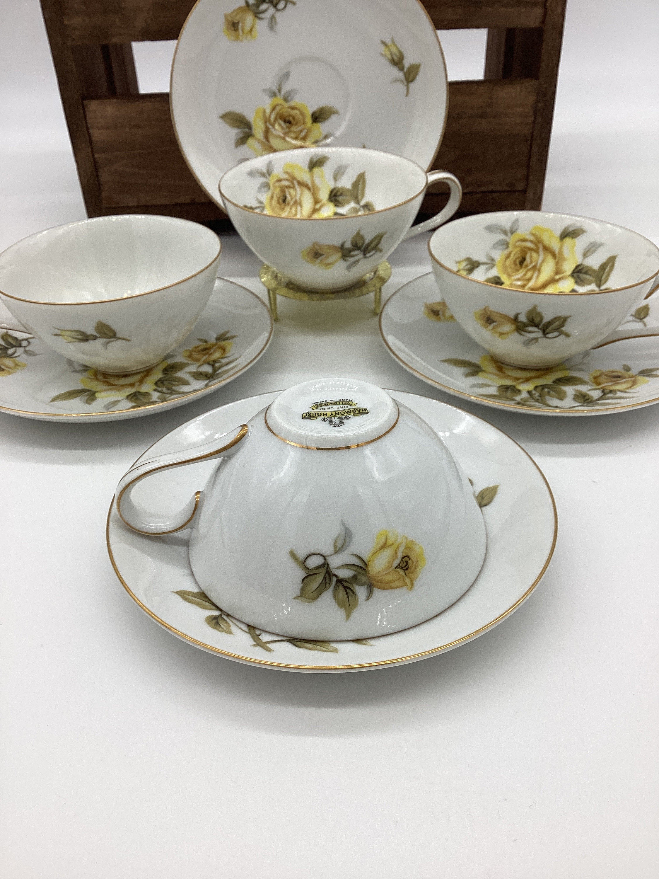 Vintage Harmony House China Teacup Set, Yellow Rose Porcelain (B