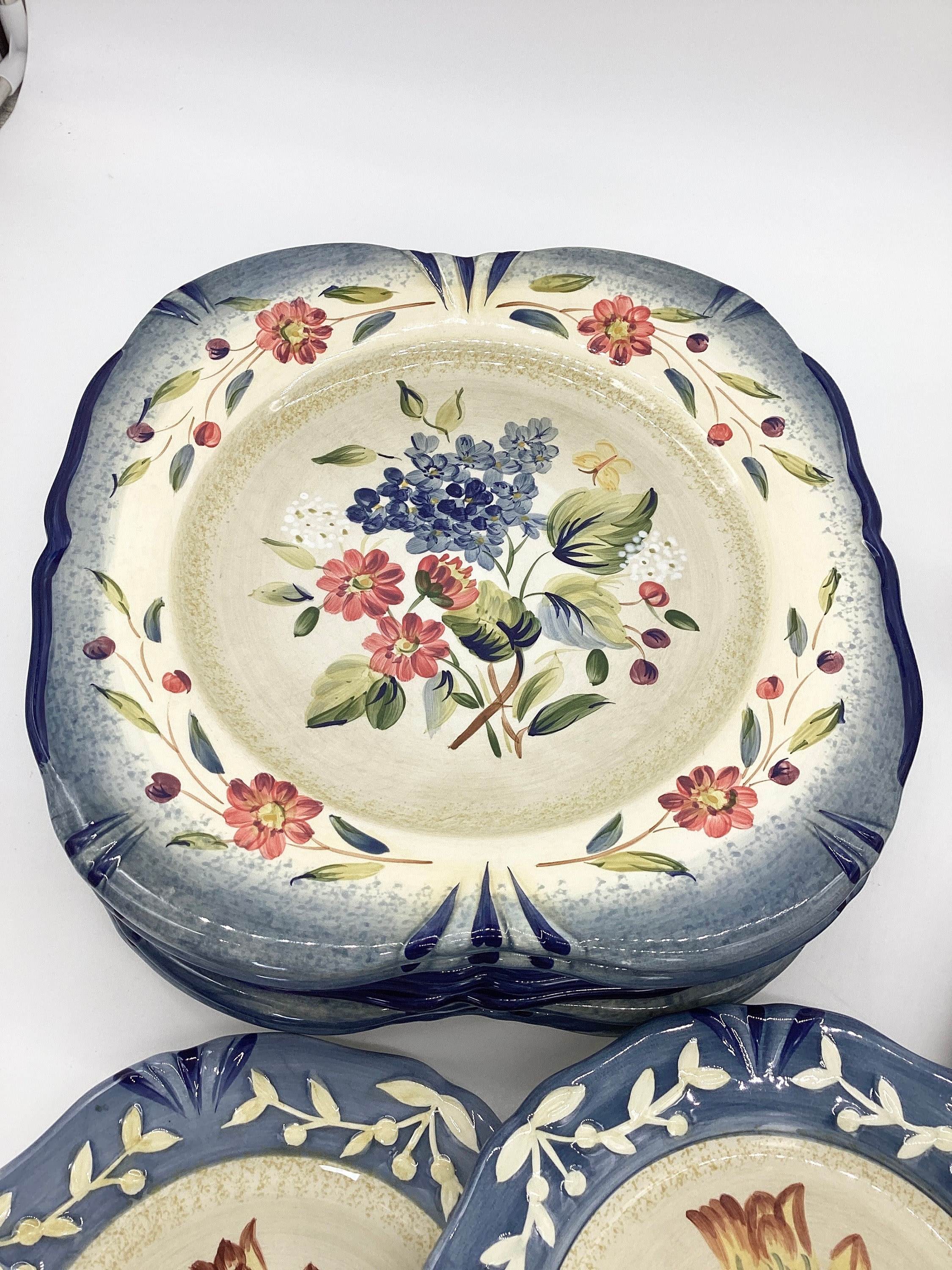 Pamela Gladding Salad Plate: Floral Center, Blue Trim - Replacement ...