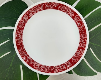 Vintage Corelle Bandhani Dinner Plate Red Dish Vintage