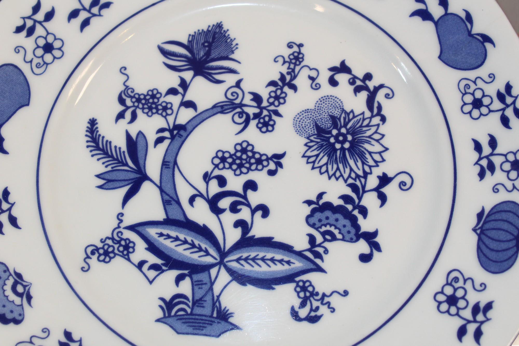 Vintage Corona Bread Plate, White and Blue Floral Decor (7.25