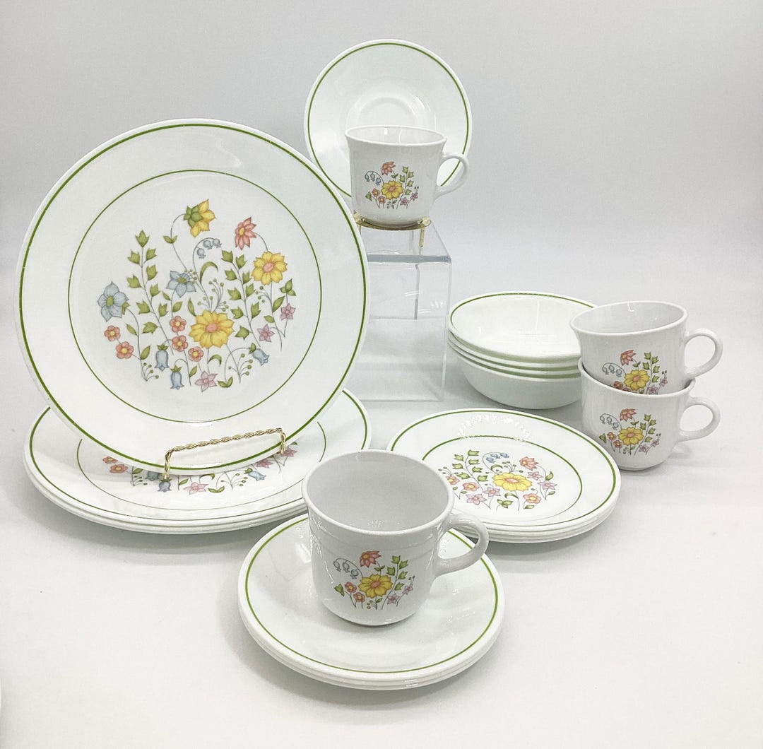 Corelle Spring Meadow Dinnerware Set, Floral Garden Party Dishes ...