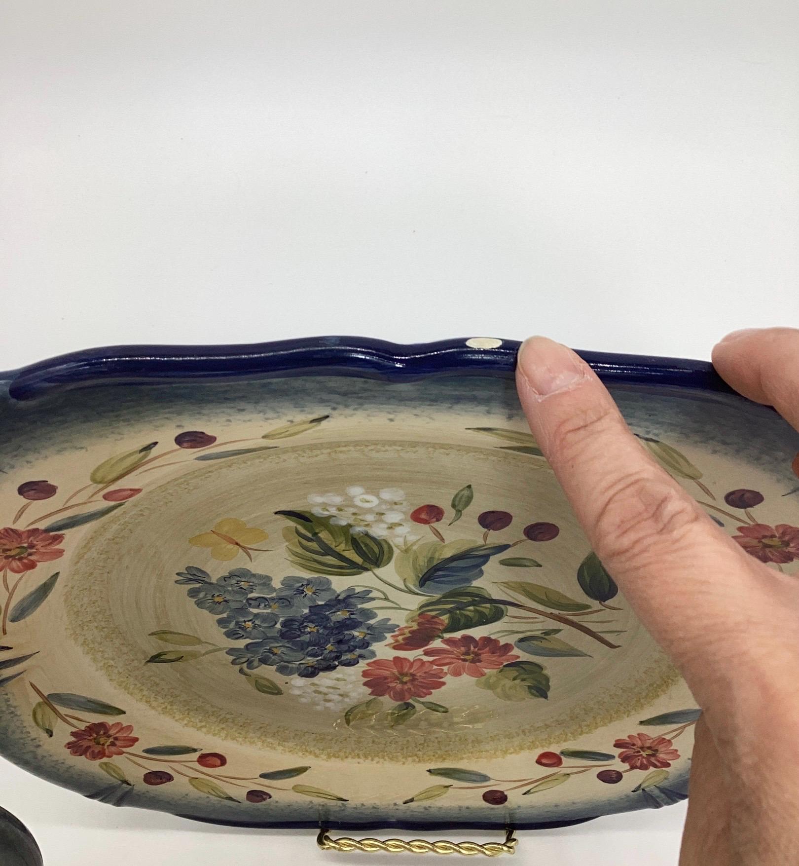Pamela Gladding Salad Plate: Floral Center, Blue Trim - Replacement ...