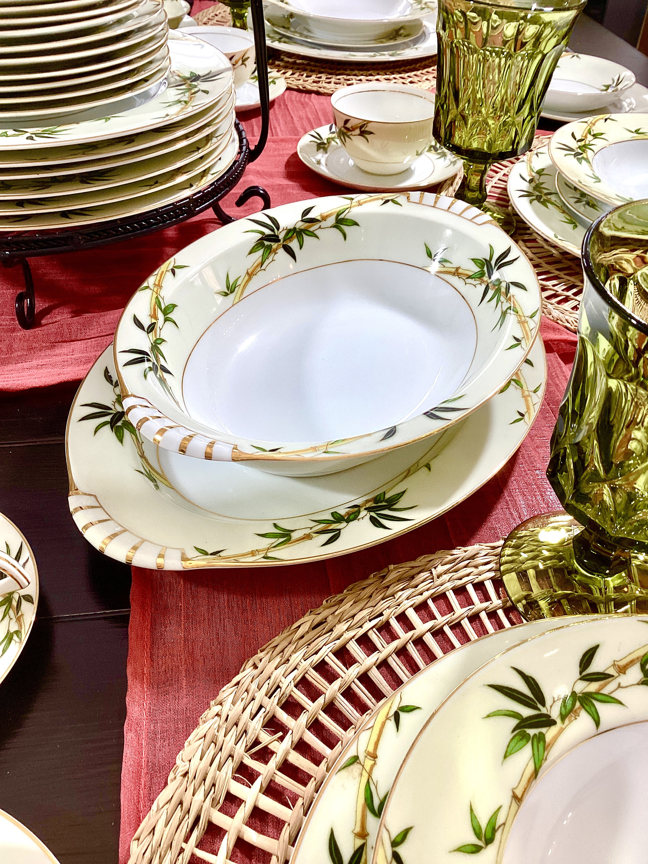 Kent Bali Hai Dinnerware, Bamboo Gold Trim, Vintage Japan Dishes