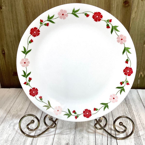 Corelle Vitrelle By Corning Spring Pink Dinner Plate Pink & Red Flowers With Garland Rim No Trim (N7-9)