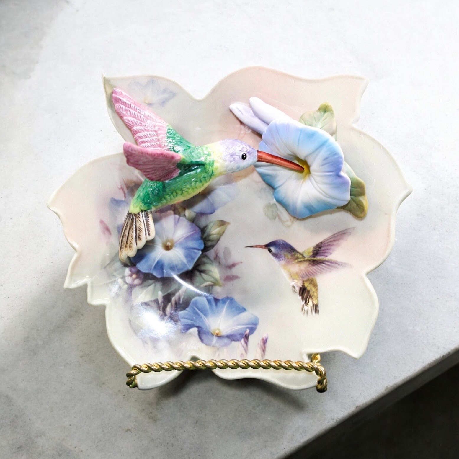 Set of 4 Plates Hummingbirds 3D Plates by Lena Liu Bird Lovers