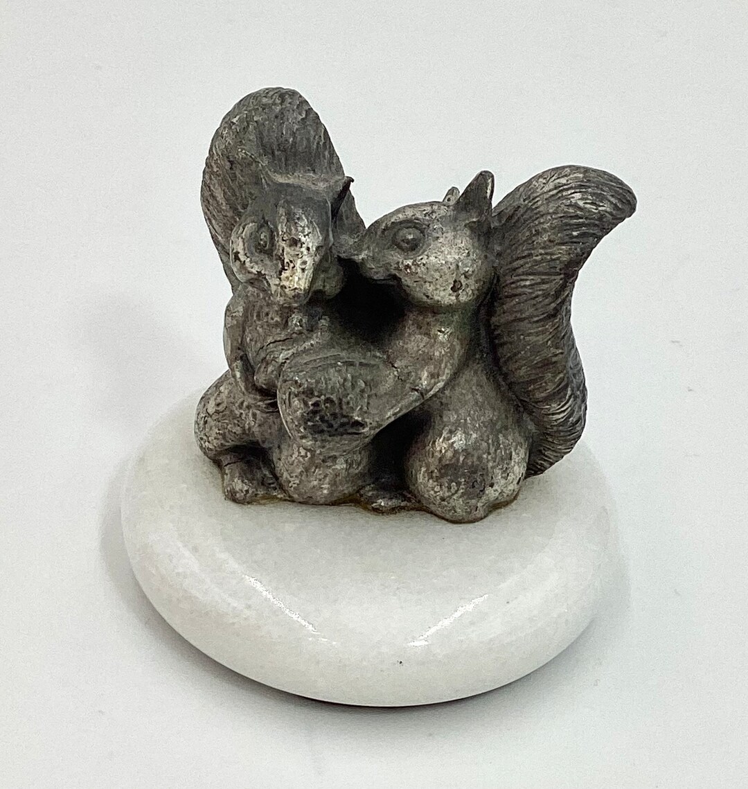 Paperweight Rustic Vintage Pewter Squirrel Duo Paperweight, Rustic Cottagecore Decor (W.7 ...