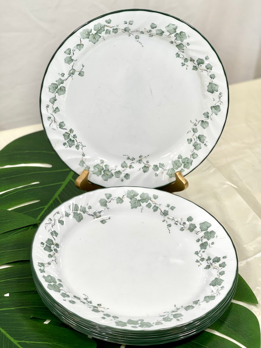 Callaway by Corelle Dinner Plates. White Plate With Green Etsy