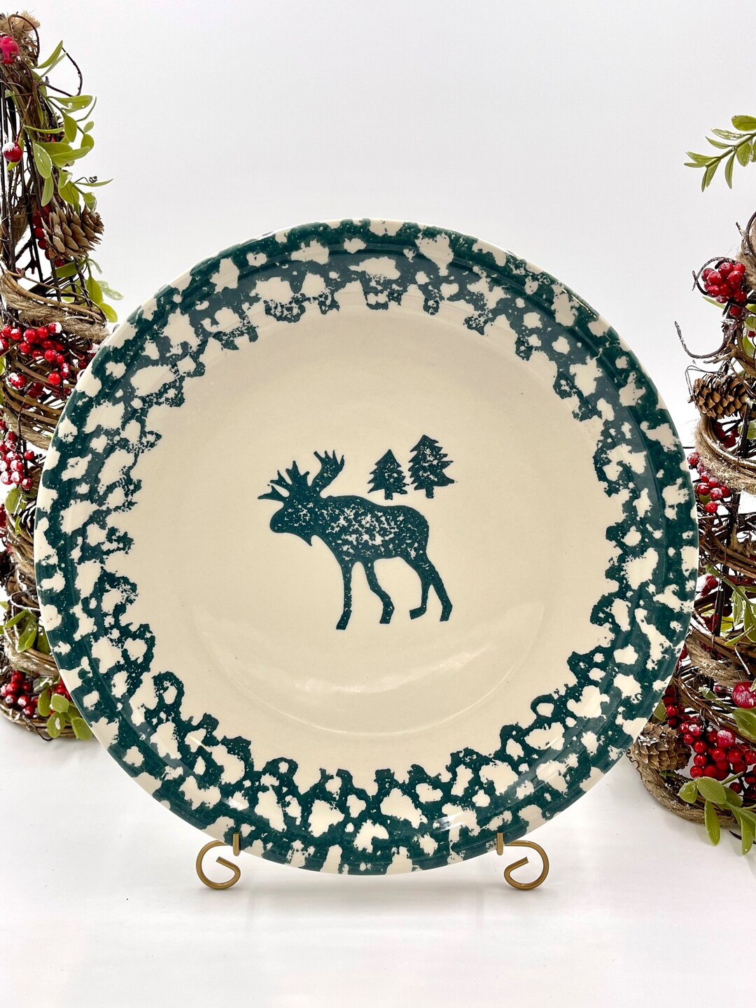 Vintage Tienshan Moose Serving Platter, Folk Craft Cabin Decor (P9
