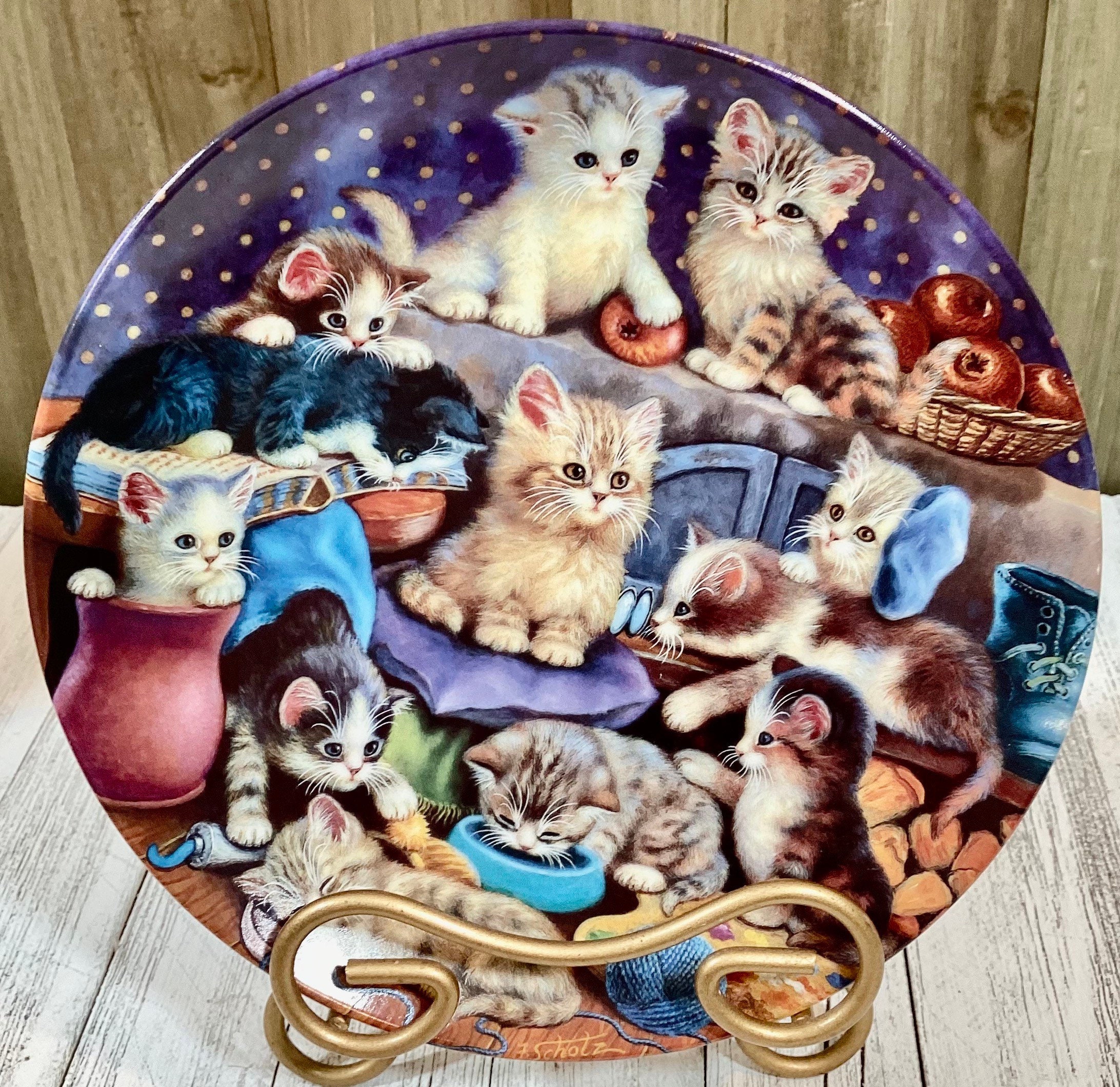 Frisky Business Cat Plate by Jurgen Scholz, Litter Rascals
