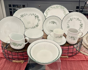 Corelle &quot;Callaway&quot; By Corning Green Trim Leaves Vines Swirl Rim Replacement Pieces Housewarming Gift Hostess Serving Bridal Shower Dish(box?