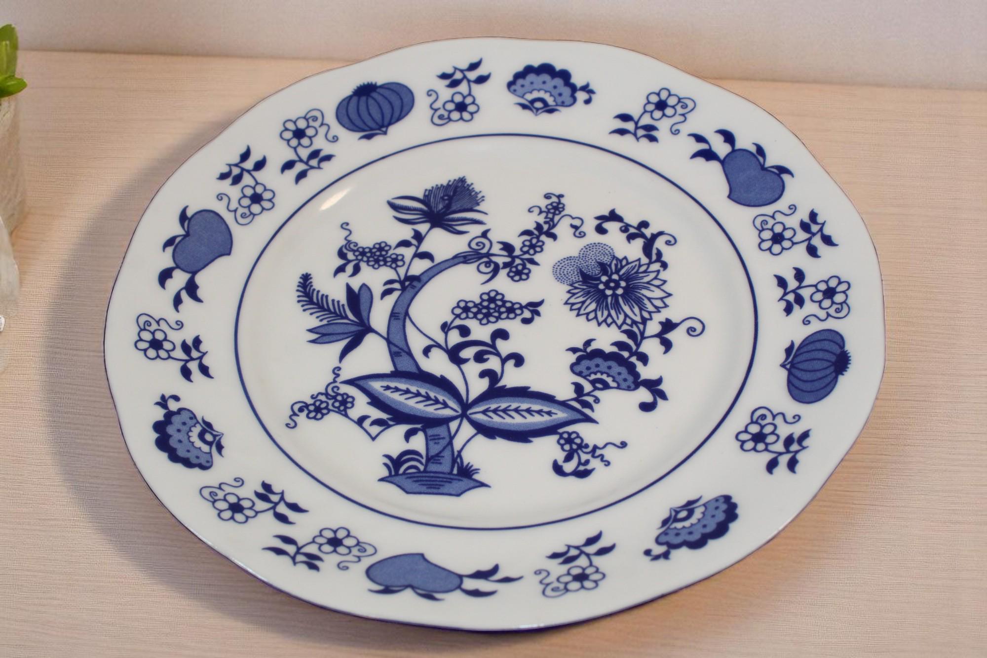 Vintage Corona Bread Plate, White and Blue Floral Decor (7.25