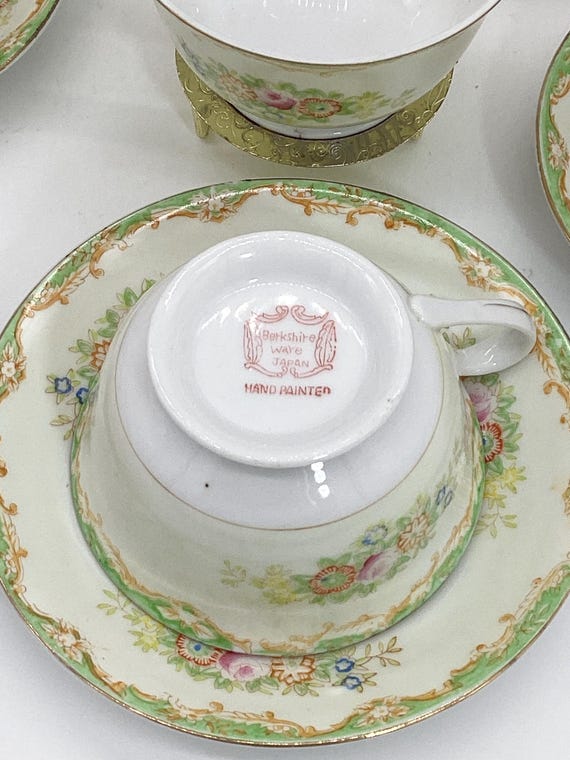 Vintage Berkshire Ware Japan Tea Set, Hand Painted Floral Pottery