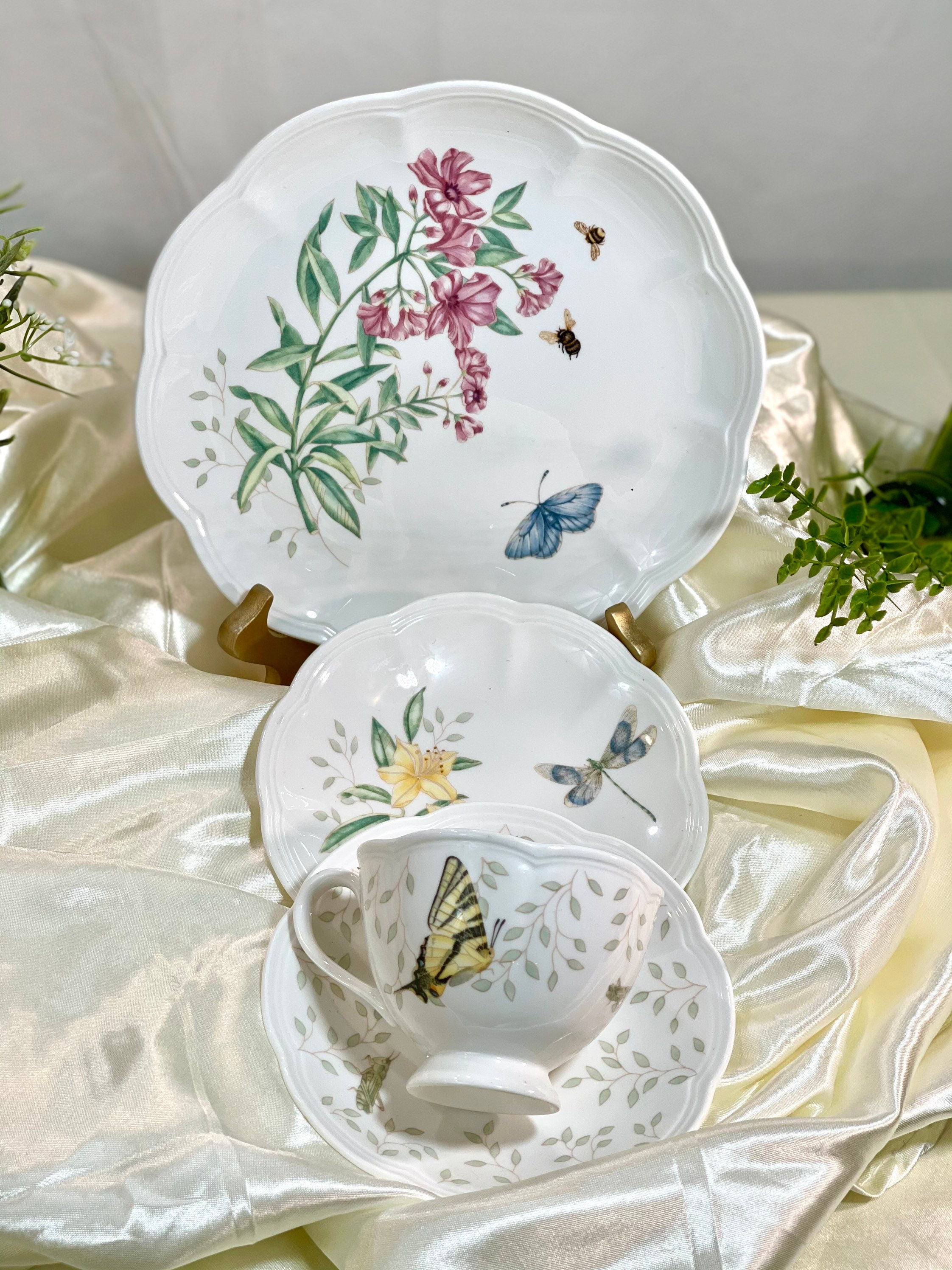 Lenox Butterfly Meadow Tea Set, Floral Cup Saucer Plate Set (G) - Etsy