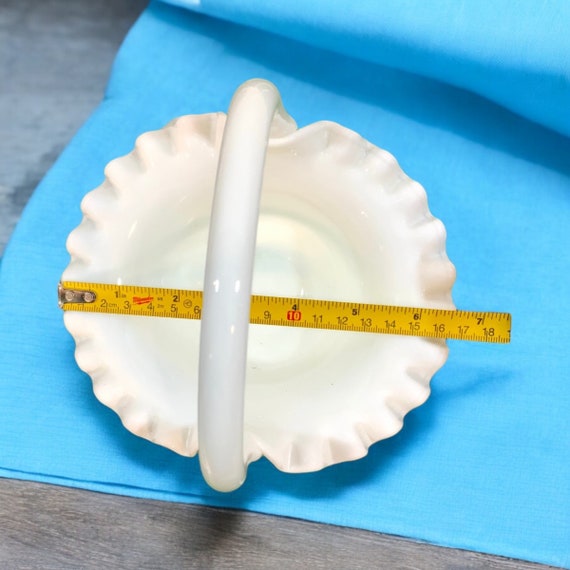 Fenton Milk Glass Hobnail Basket With Handle, Vintage Home Decor