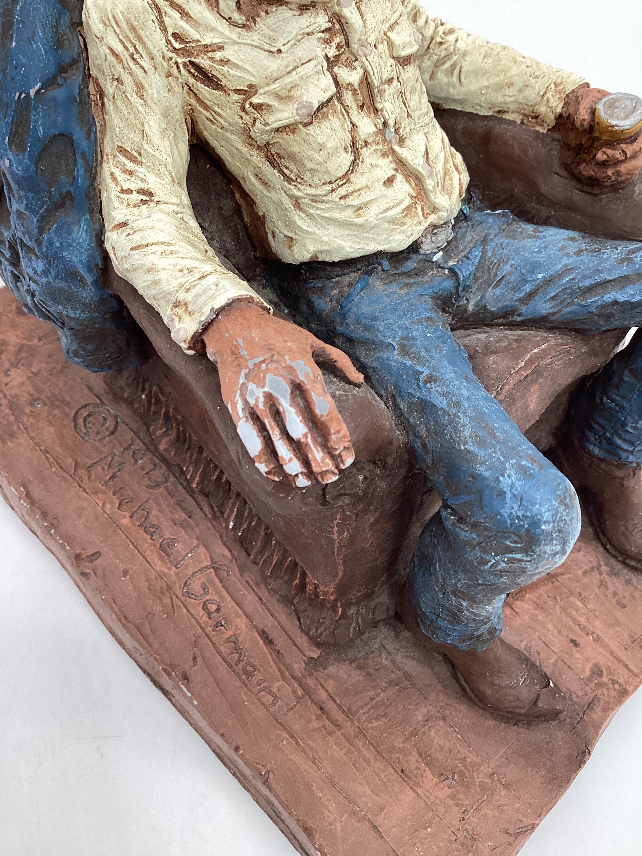 MICHAEL GARMAN フィギュア 置物 30cm ヴィンテージ Vintage Michael Garman Cowboy Statue, 