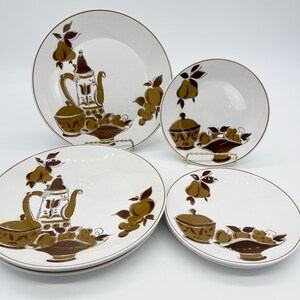 Mid Century Dinnerware Modern Mikasa Dinner Plate or Salad Plate Focus Shape Mocha Brown Design Mikasa Focus Plates Replacement  (B9-14)
