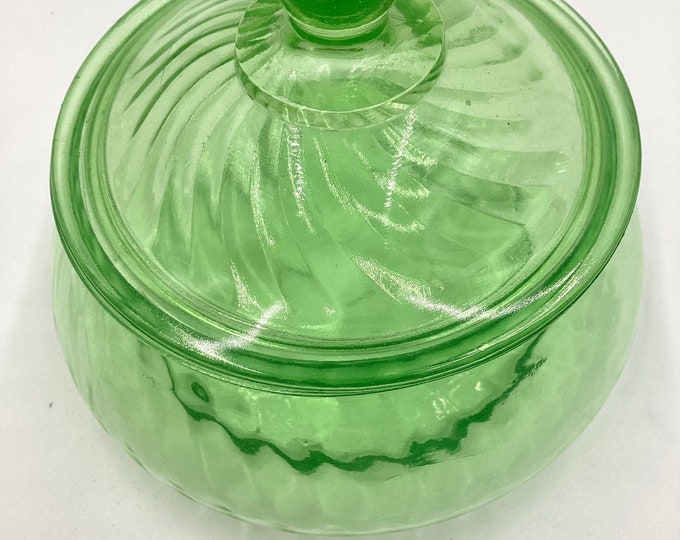 Jadeite Fire King Candy Dish & Lid Vintage Old Cafe Covered Candy Dish