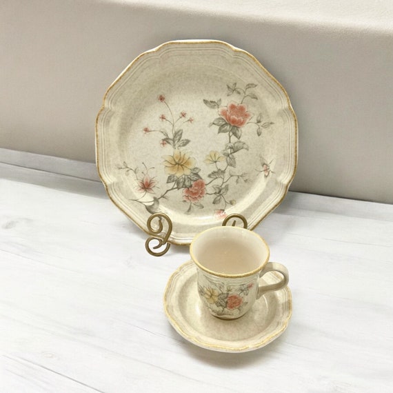 Mikasa Prairie Rose Plate, Teacup & Saucer Set, Country Charm