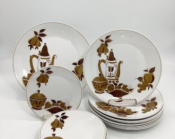 Mikasa Focus-shape Mocha; Mikasa Dinnerware White & Brown Fruit