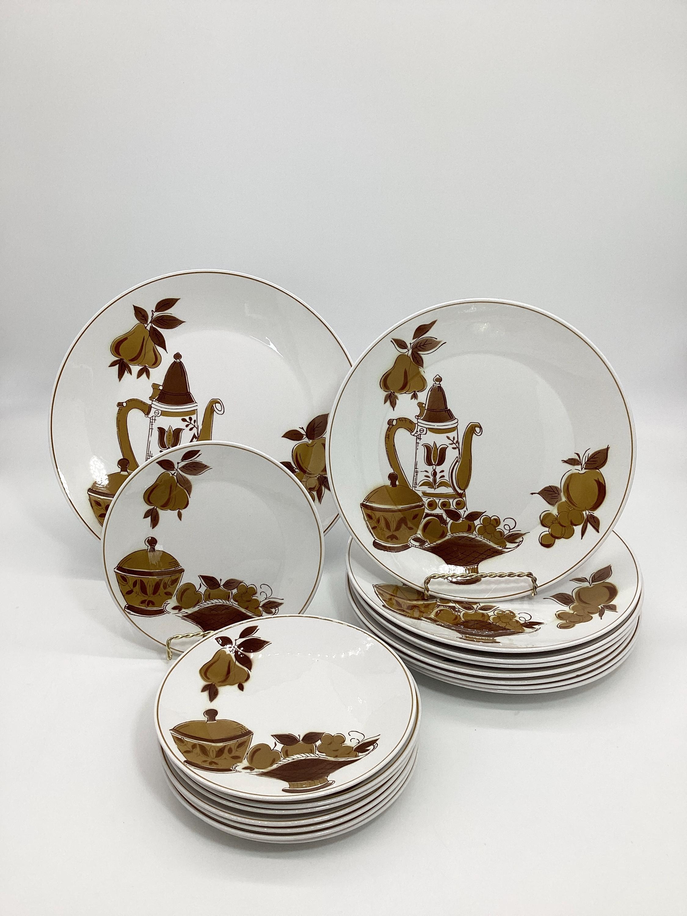 Mikasa Focus-shape Mocha; Mikasa Dinnerware White & Brown Fruit