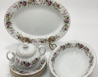 Regency Rose Dish Creative Fine China Gold Trimmed Pink Rose Dish Scalloped Serving Replacement Dish Gift Idea Tablescape Entertaining Dish