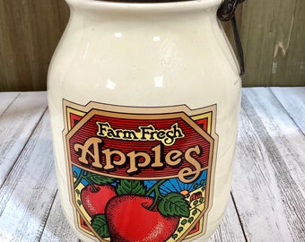 Vintage Ermetico Farm Fresh Apples Canister, Kitchen Pantry Storage (Y7-10)