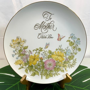 Decorative Plate Mother&#39;s Day Gift Display Plate Home Decor Floral Plate Mother Birthday Gift Colorful Plate Wall Decor Cabinet Plate (E3)