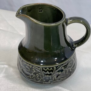 Style House Creamer Green Stoneware Vintage Dish Housewarming Gift Hostess Mothers Day Gift Grandma Dish Antique Gift Small Pitcher (X)