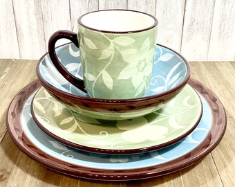 Pfaltzgraff Patio Garden Set of 4 Pieces Replacement Dishes Pfaltzgraff Dinner Salad Mug Saucer Dishes Flower Blue Brown Green U.9 8 Etsy